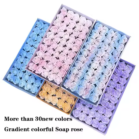 5X7cm Gradient Silver Gold Soap Roses head 3layers sweet DIY bouquet for Mother's day Birthday Valen