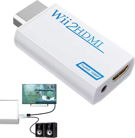 High Definition TV Wii HDMI Adapter, Compatible With Monitors and Projectors, Supports NTSC/PAL 480i