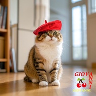 GIOVANNI Cat Beret Hat, Cute Red Black Cat Dog Caps, Durable Fashionable Breathable Comfortable Cat 