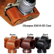 Pu Leather Camera Case Bag For Olympus EM10 III EM10 Mark III Camera Bag Cover With Strap