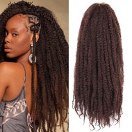 DELMER Afro Kinky Curly Crochet Hair, Synthetic Ombre Marley Twist Braiding Hair, Afro Black Hairsty