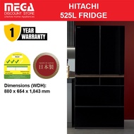 HITACHI 525L 6-DOOR FRIDGE R-GWC670TS-XK / R-GWC670T-XW / R-GWC670T-XM | 3 TICKS | MADE IN JAPAN