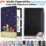 For Kindle Colorsoft Signature Edition Paperwhite 12th 11th Generation 7" 6.8" E-book Patterned Leat