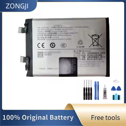 ZONGJI New Compatible Battery For iQOO Z9 Turbo, V2352A 6000mAh BA38 Mobile Phone Batteries+ Free To