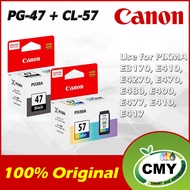 Canon Genuine Ori PG-47 Black + CL-57 Color Ink Cartridge - PIXMA E400 E410 E460 E470 E480