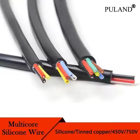 1-10M Black Flexible Silicone Wire Square 0.3/0.5/0.75/1/1.5/2/2.5/4/6 mm x 2/3/4/6 Cores Tinned Cop