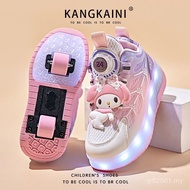 Luminous Double Wheel Shoes Runaway Shoes Girls Sports Shoes Children Skates Pulley Shrink 2025 8ERS