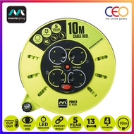Masterplug Pro-XT 10 Meter 4 Gang 13A Cassette Reel Portable Extension PVC Cable Size 1.25mm2 H05VV-