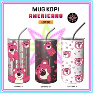 Hikari Print Americano Lotso Edition Coffee Mug Tumblr Ice Americano Premium + Straw Americano Lotso