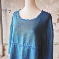 知染生活-天然藍染手工蕾絲連身裙