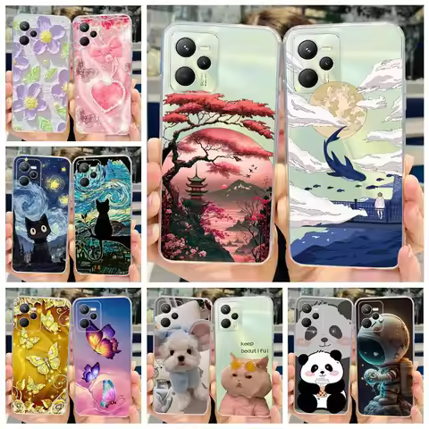 For Realme C35 Case RMX3511 Stylish Painted Cover Clear Silicone Soft Slim Phone Case For Realme C35