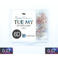 Silk Fan Eyelashes Color 6D Fiber 0.07