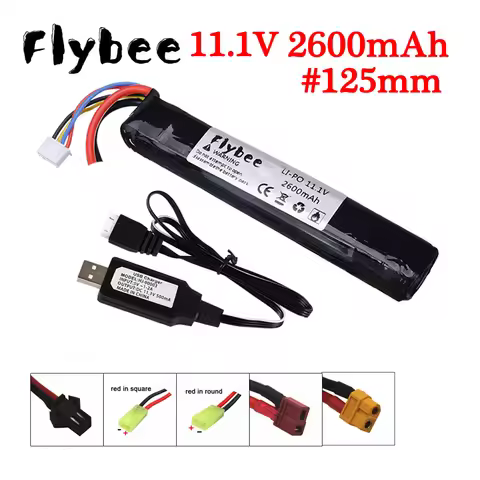 3S Water Gun Lipo Battery 11.1V 2600mAh 35C Gun Battery / USB Charger For Mini Airsoft BB Air Pistol
