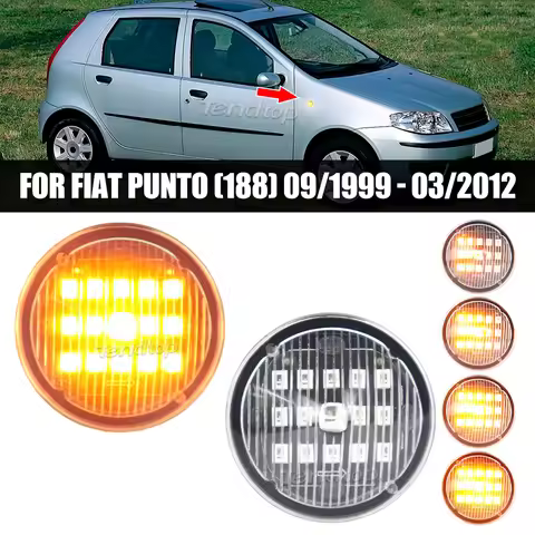 LED Dynamic Amber Turn Signal Lights Side Marker Lights For Fiat Punto 188 1999-2012 Doblo 2001-2005