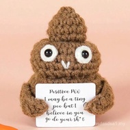 Positive Energy Poop Ornaments, 1 Count Mini Cute Funny Plush Knitting Doll with Encourage Card, Fun