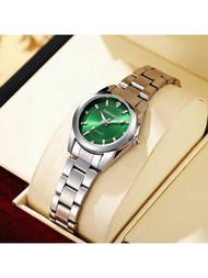 Chronos 女士時尚腕錶 - 精緻綠色錶盤自動石英手錶 - 休閒商務百搭女錶