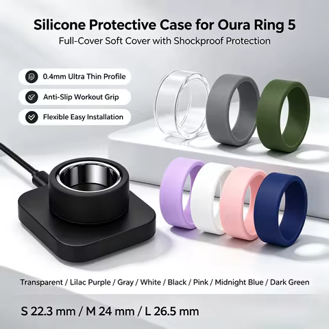 For Oura Ring 5 New Ring Cover Support Charging with Cover on Anti-Scratch Elastic Silicone Ring Pro