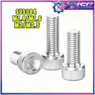 304 Stainless Steel Hex Socket Cap Head Allen Screw Shiny Surface DIN912 Fastener M1.4 M1.6 M2 M2.5 