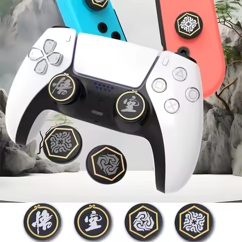 Silicone Thumb Stick Grip Cap Joystick Cover For Sony PS5 PS4 Slim Xbox One Series X/S Black Myth Wu