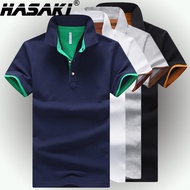 HASAKI New Men Polo Shirt Men's Short Sleeve Business Solid Polo Shirts Casual Slim Fit Basic Design