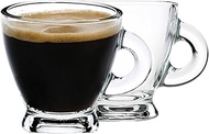 BOHEM'S Espresso Cups, 3.2 oz Small Demitasse Clear Glass Espresso Drinkware, Set of 2, Espresso Sho