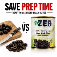 ZER Black Olives 2.85kg Sliced / Pitted Commercial Pack Halal 1.56kg Drained Weight For Pizza Pasta 