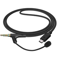 Geekria Sony XM5 Type-C to 3.5mm Goose Neck Microphone Headphone Cable Three-Pole Armrest Design for