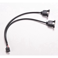 (Local Stock) 30cm/1FT 2 Port USB A Female to Internal 9 Pin Header Adapter Cable