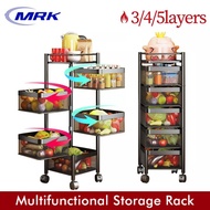 MRK 3 4 5 Layer Rotatable Kitchen Utility Trolley Cart Shelf Storage Rack Organizer With Wheels Stan