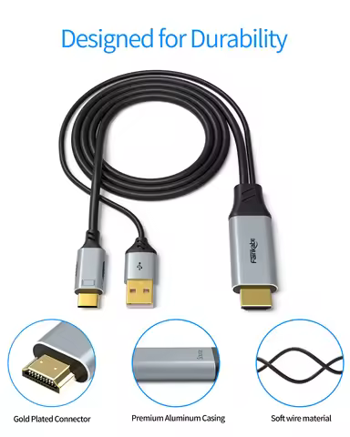 Fairikabe HDMI-compatible to USB C Cable 6.6Ft 4K60Hz HDMI-compatible 2.0 To Usb C Adaptor For Monit