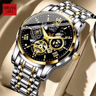 ORUSS Original Men Luxury Hollow Stainless Steel Date Gold/Silver Mens Watch Analog Luminous Waterpr