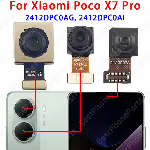 Front and Rear Back Camera For Xiaomi Poco X7 Pro 5G 2412DPC0AG Main Facing Camera Module Flex Cable