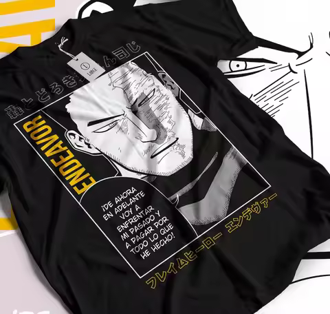 Endeavor Boku No Hero Academia Unisex 100% Cotton Anime Printed Japanese Manga Style T-Shirt