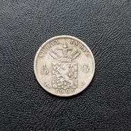 Koin Silver Nederlandsch Indie 1/10 Gulden 1901 Uang Kuno Perak TP30ns