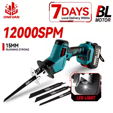 ONEVAN 3600W Brushless Cordless Reciprocating Saw 12000SPM Wood Metal Pipe Cutting Saw Home Power To