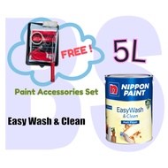 Nippon Easy Wash & Clean Interior Wall Paint. Matt Finish. 5L. Free Paint Accessories Set.