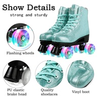 Quad Roller Skate Shoes Flashing 4 Wheels Skates Adult Women Men Double Row Roller Shoes Outdoor Ska