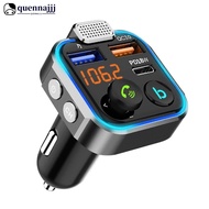 QUENNA Car MP3 Player Bluetooth 5.0 FM Transmitter One Key Bass Microphone Handsfree Music Play USB QC3.0 PD 20W Quick Charger A7C7