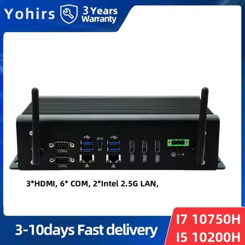 10th Gen Industrial Mini PC Core i7 10870H i5 10200H I7 9750H DDR4 Dual 2.5G Lan 3*HD Display GPIO 4