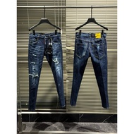 Men's Jeans Code D2-70 Ath 1:1 Washed Down Ripped Paint Flakes 4 Buttons Soft, Smooth, Stretchy Cott