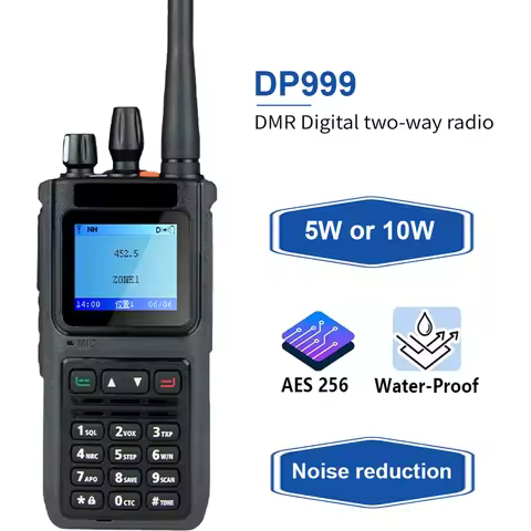 New DP999 DMR Digital Radio AES256 Encryption IP67 Waterproof Transceiver 5W or 10W Walkie Talkie Lo