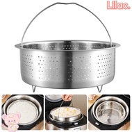 LILAC Food Steamer Basket, Insert Steamer Pot Rice Pressure Cooker Steaming Grid, Multi-Function Stainless Steel Cooking Accessories Silicone Handle Drain Basket Kitchen