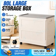 【BIG SIZE】 Foldable Storage Box Organizer With Wheel Megabox Storage Durabox For Clothes Toys 80L