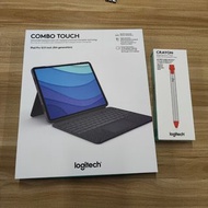 Logitech Combo Touch+Crayon DIGital Pencil FOR  iPad Pro 12.9 吋 (第 5 代)鍵盤護殼配備觸控板+多功能數位筆套裝