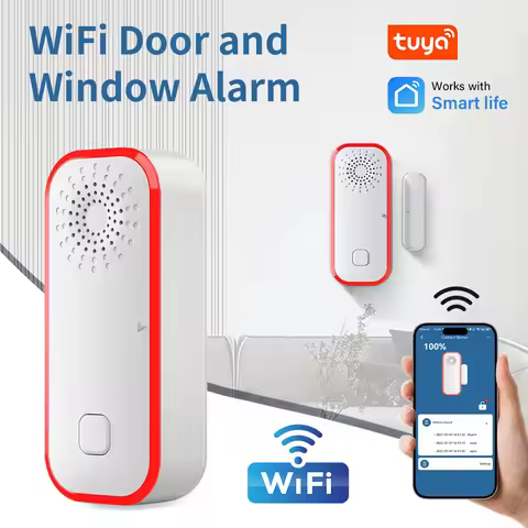 Tuya Door Magnetic Sensor WiFi Door and Window Alarm Door and Window Switch on-site Alarm Sound and 
