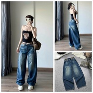 BORY STORE QCCC QCL1 QD0924 77157 straight denim jeans with lettering on the back