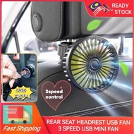 Rear Seat Headrest USB Fan | Portable USB Mini Fan | Rotatable USB Fan | 3 Speed USB Fan Car