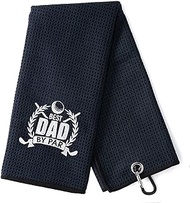 DYJYBMY Best Dad by Par Funny Golf Towel, Embroidered Golf Towels for Golf Bags with Clip, Funny Golf Towels for Men, Dad Golf Towel, Golf Gift for Husband Boyfriend Dad, Birthday Gifts for Golf Fan