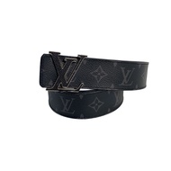 LOUIS VUITTON Belt LV Initials 40MM Reversible_Taiga Cowhide Black Men Direct from Japan Secondhand
