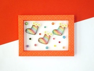 手作捲紙裝飾相框-聖誕彩紅襪 聖誕節擺飾